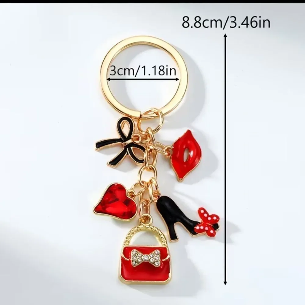 Chic Gold and Red Charm Key Holder